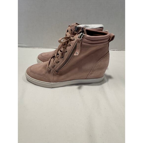 Linea Paolo Niya Wedge High-Top Sneaker Shoes Womens Size 7.5 M Blush Pink Suede - Picture 4 of 12